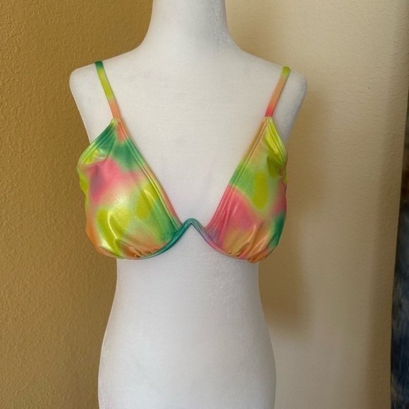 NWT No Boundaries multi color bikini top with gold shimmer  (Junior)Sz L 11-13 - Picture 1 of 9
